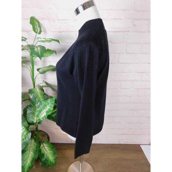 Cable Gauge S Black Keyhole Sparkle Sweater Top - Picture 3 of 10